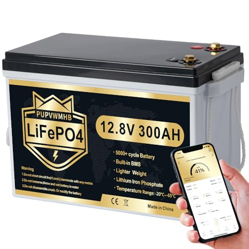 PUPVWMHB 12.8V 300Ah Lithium LiFePO4 Battery With Bluetooth